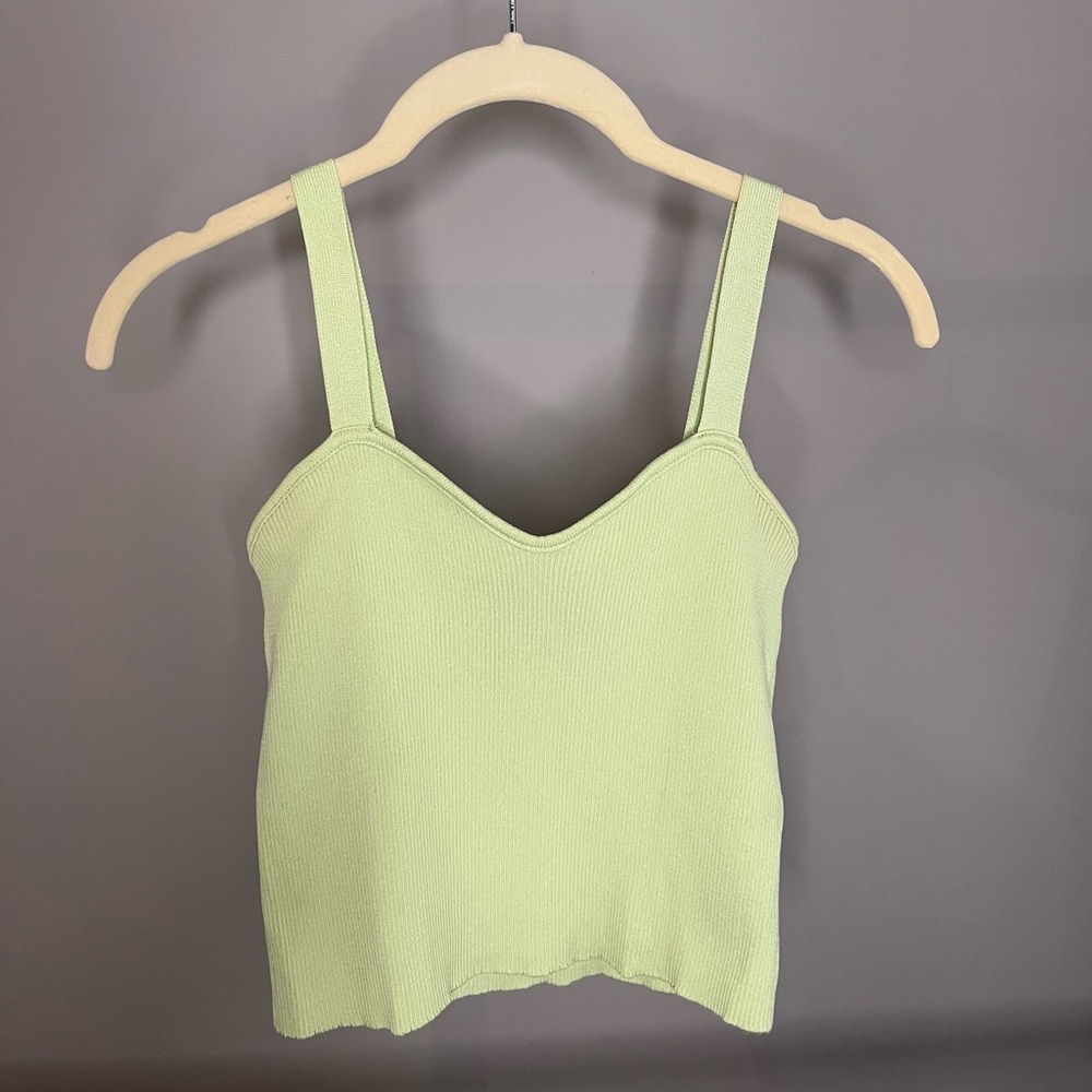(SOLD) ZARA Light Green Ribbed Crop Tank Top
